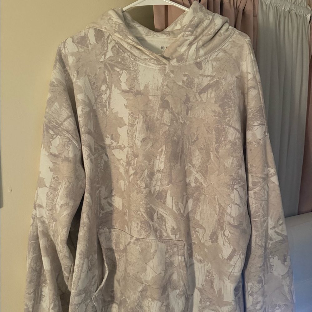 Hollister Women's Hooded Sweatshirt - Neutral Gray Tie-Dye